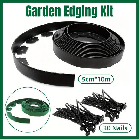 L Shaped Garden Edging Border - 10M Professional Landscape Edging Strip - Black