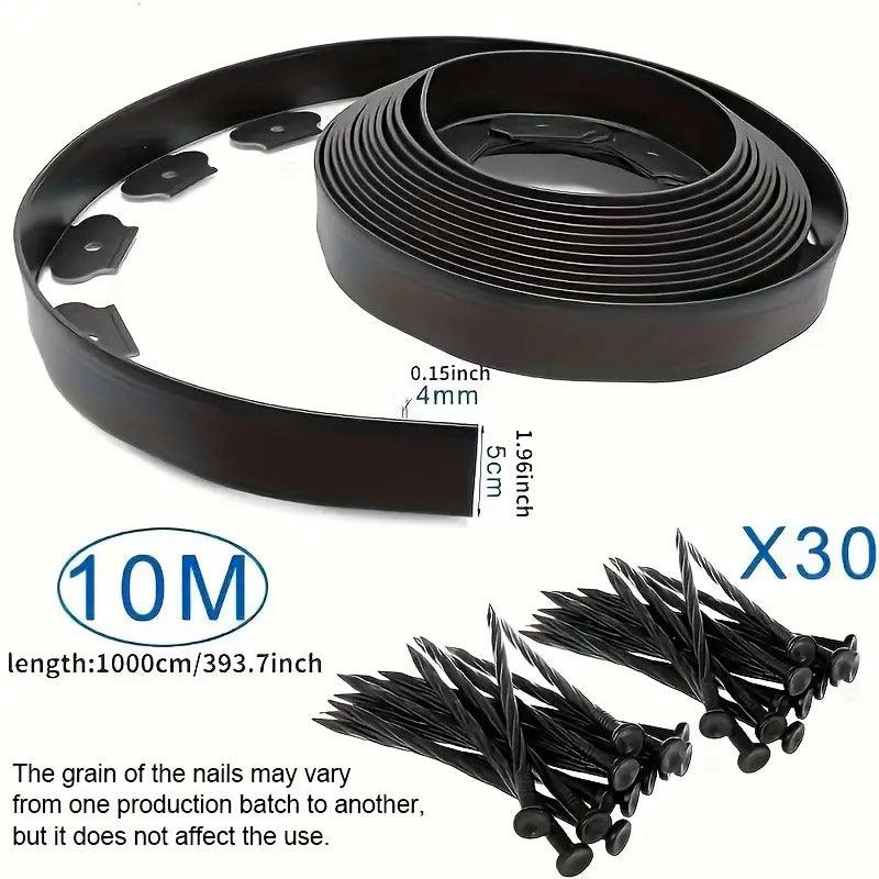 L Shaped Garden Edging Border - 10M Professional Landscape Edging Strip - Black