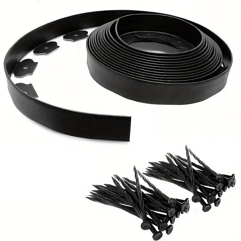 L Shaped Garden Edging Border - 10M Professional Landscape Edging Strip - Black