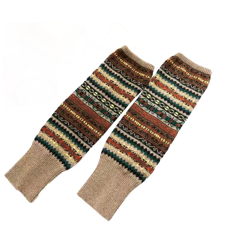 Women Ladies Winter Warm Knit Wool Leg Warmer Woolen Knee Knit Socks Leggings - Blue