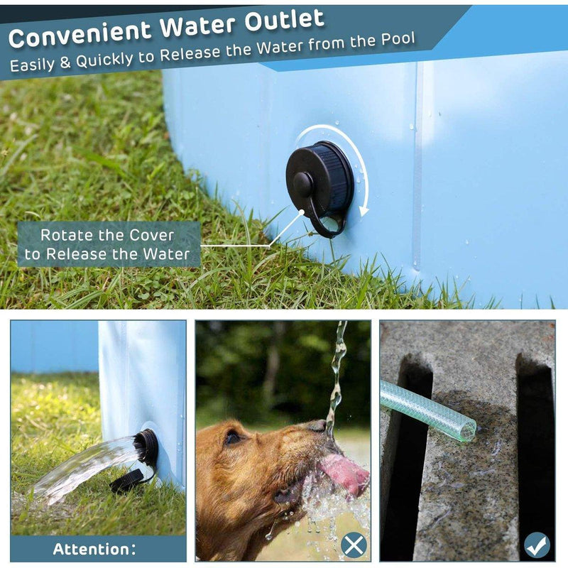 Pet Swimming Pool Foldable Portable Pool for Dogs Outdoor Summer Play - Grey-120x30cm