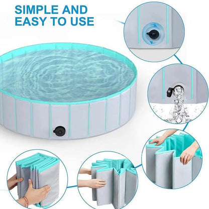 Pet Swimming Pool Foldable Portable Pool for Dogs Outdoor Summer Play - Grey-80x20cm