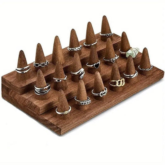 Wooden Jewellery Display Stand Ring Holder Rack for Ring Organization Storage