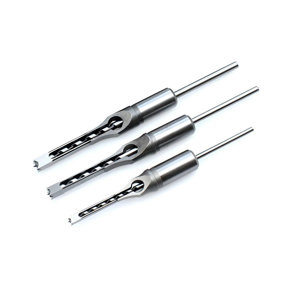 3x Square Hole Mortising Chisel Drill Bit Woodworking Saw Tools for Drilling