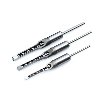 3x Square Hole Mortising Chisel Drill Bit Woodworking Saw Tools for Drilling