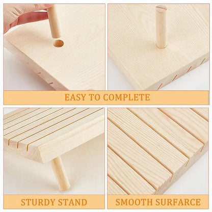 Wooden Earrings and Studs Display Rack Jewellery Organizer Stand 7 Slots Storage - Beige