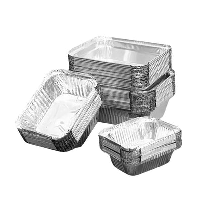 125PCS Disposable Quadrate Tin Foil Pans Oven Grill Safe Non-Stick Baking Trays - 125pcs-850ml