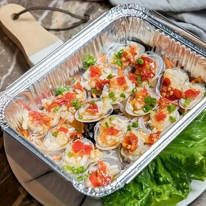 125PCS Disposable Quadrate Tin Foil Pans Oven Grill Safe Non-Stick Baking Trays - 125pcs-850ml