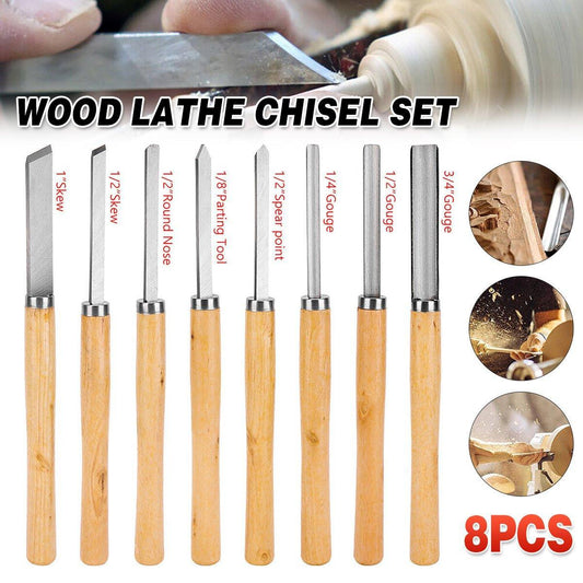 8X Heavy Duty HSS Wood Lathe Chisel Set Turning Wood Tools Carving GougeDurable
