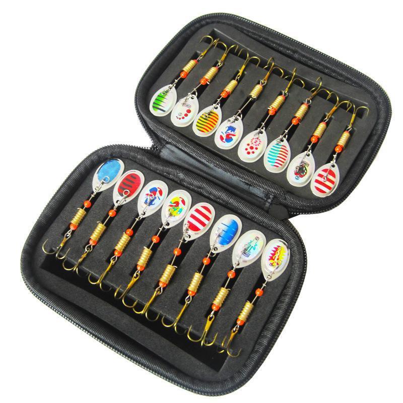 10/16PCS Fishing Lure Spinners Baits Spoon Set with Tackle Bag Trout Bass Tackle - A(16PCS)