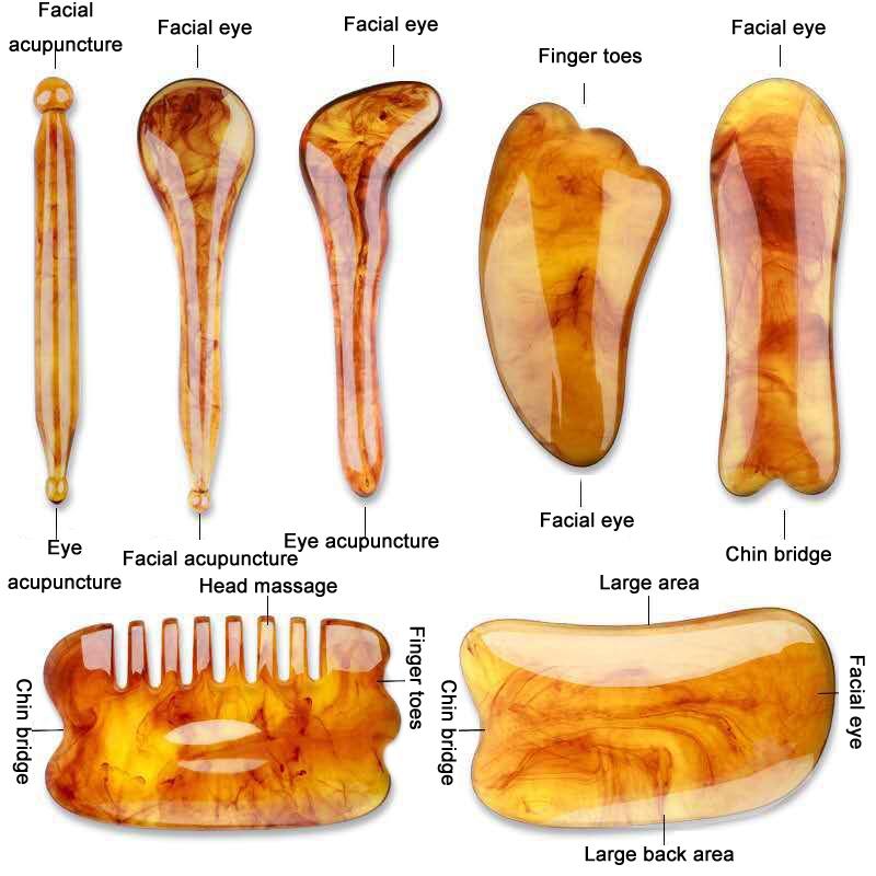 7-Piece Facial Tendon Stick & Scraping Board Set Pink