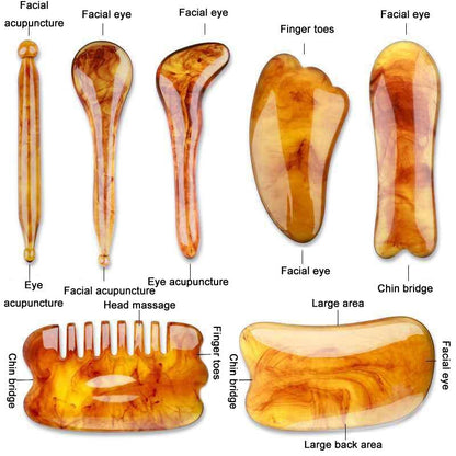 7-Piece Facial Tendon Stick & Scraping Board Set Pink