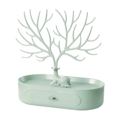 Vibe Geeks Antlers Tree Tower Jewelry Display Stand for Ring Earrings Necklace Bracelet - Grey Drawer Model