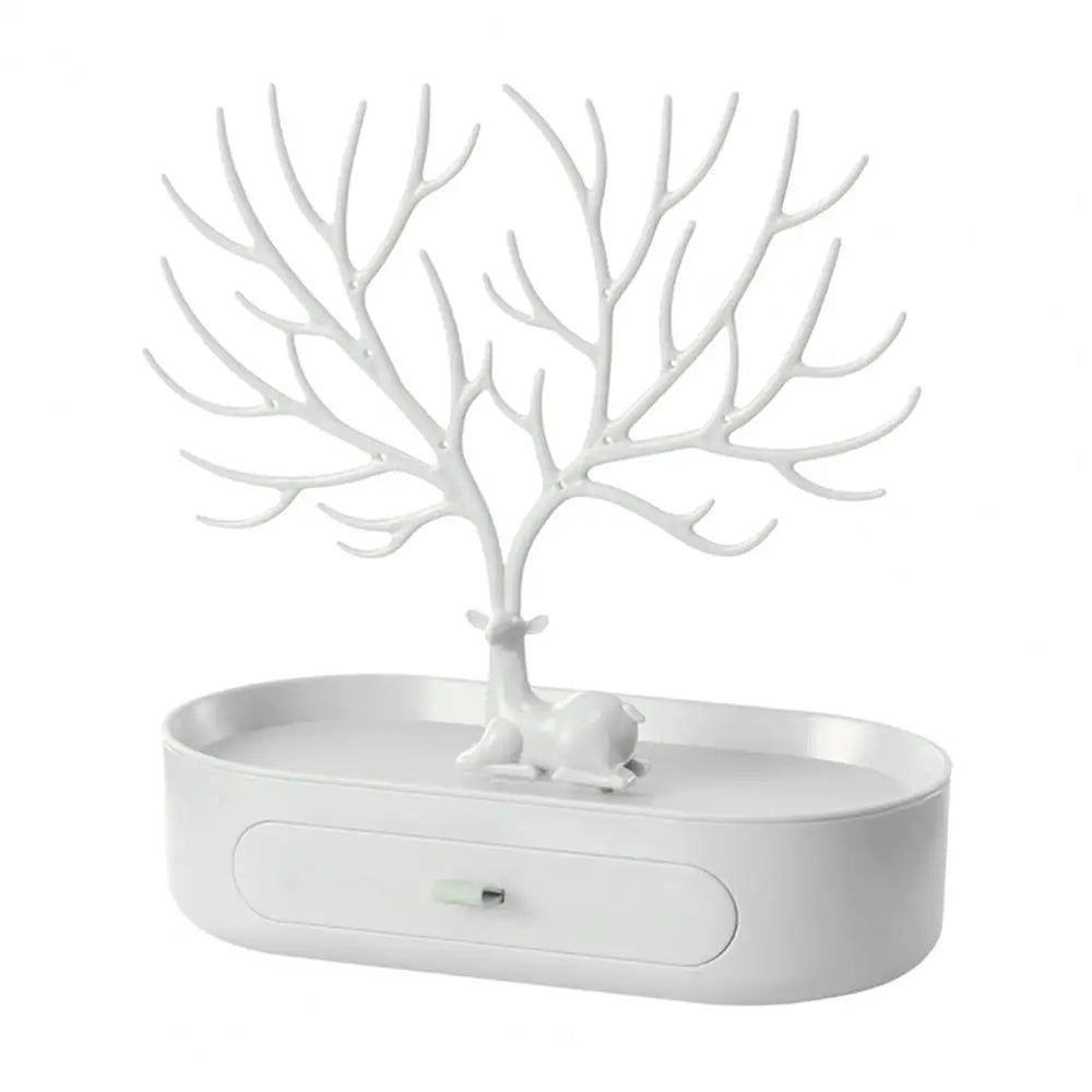 Vibe Geeks Antlers Tree Tower Jewelry Display Stand for Ring Earrings Necklace Bracelet - Grey Drawer Model