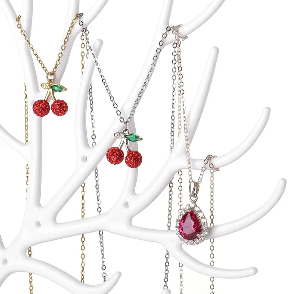 Vibe Geeks Antlers Tree Tower Jewelry Display Stand for Ring Earrings Necklace Bracelet - Pink Drawer Model