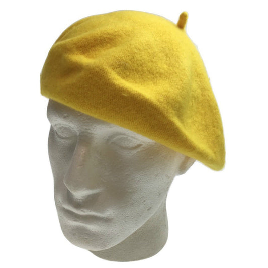 Unisex FRENCH BERET HAT sboy Military Cap Winter Warm Army Style Beanie - Yellow