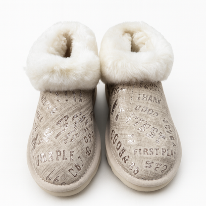 Womens Australian Sheepskin Wool Fur Mini UGG Ankle Boots in Gold Sand - 6