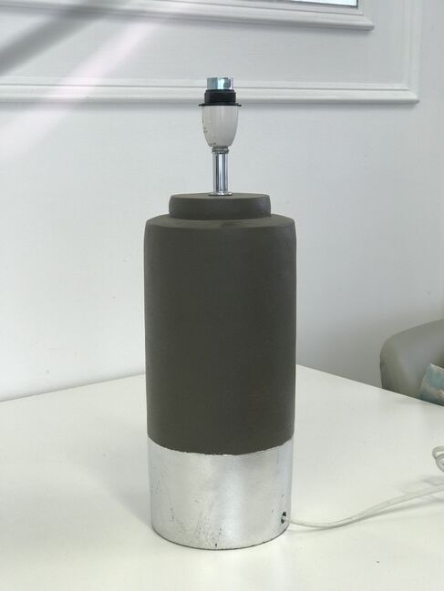 Zane Concrete Silver Trim Lamp Base Only 42cm