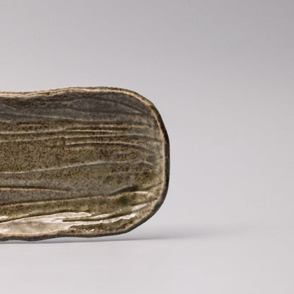 Plate Sashimi Organic Shape 13cm Sage Glaze