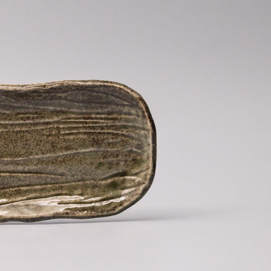 Plate Sashimi Organic Shape 13cm Sage Glaze