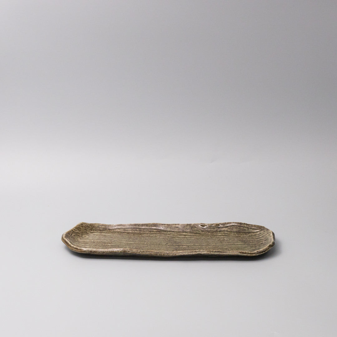 Plate Sashimi Organic Shape 13cm Sage Glaze