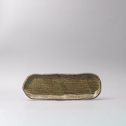 Plate Sashimi Organic Shape 13cm Sage Glaze