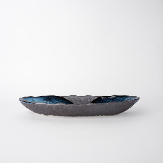 Organic Platter Oval 32cm Storm Glaze
