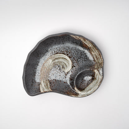 Sushi Plate Organic Metallic Swirl Glaze