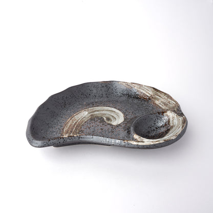 Sushi Plate Organic Metallic Swirl Glaze