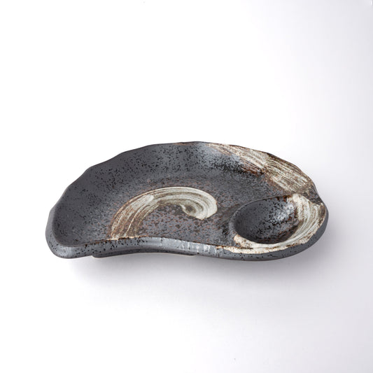 Sushi Plate Organic Metallic Swirl Glaze
