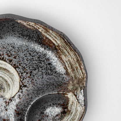 Sushi Plate Organic Metallic Swirl Glaze