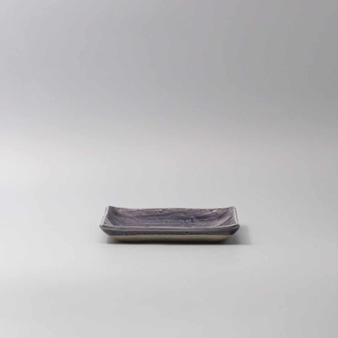 Plate Square 17cm Crackle Amethyst Glaze