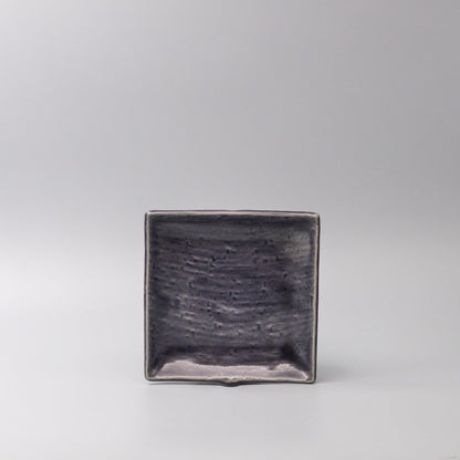 Plate Square 17cm Crackle Amethyst Glaze