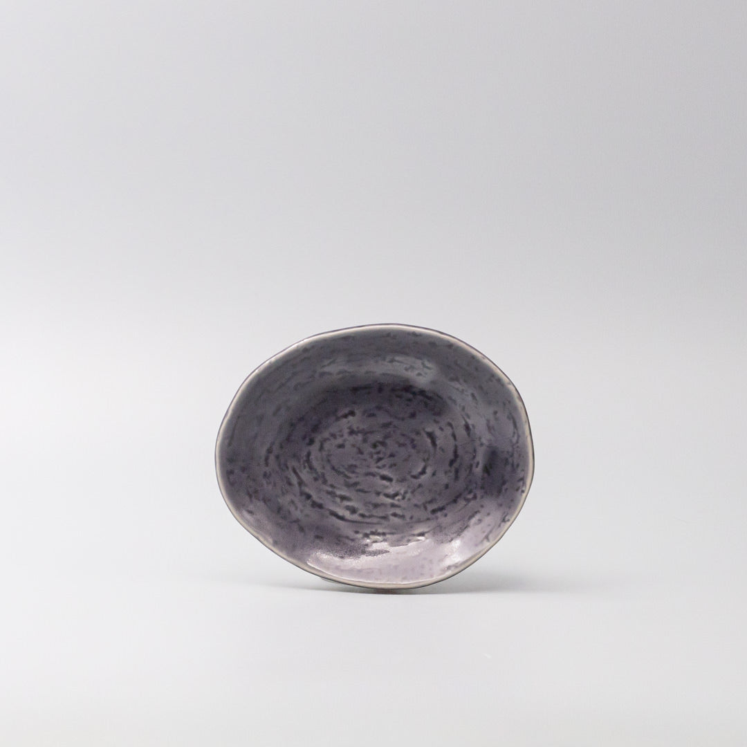 Plate Oval 15cm Crackle Amethyst Glaze