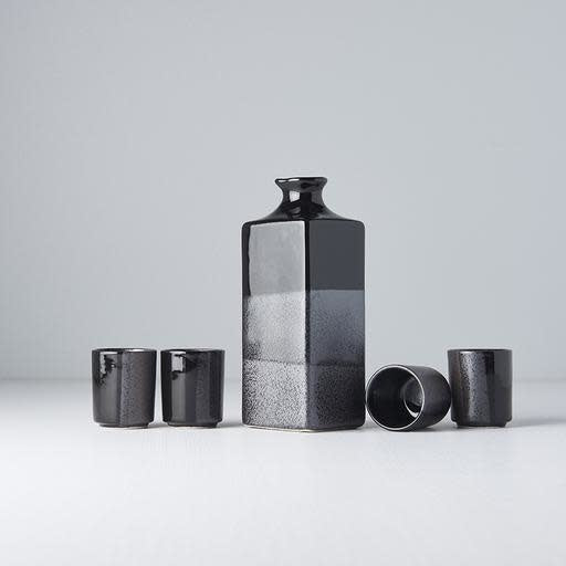 Sake Set 5pcs Gunmetal Black Glaze