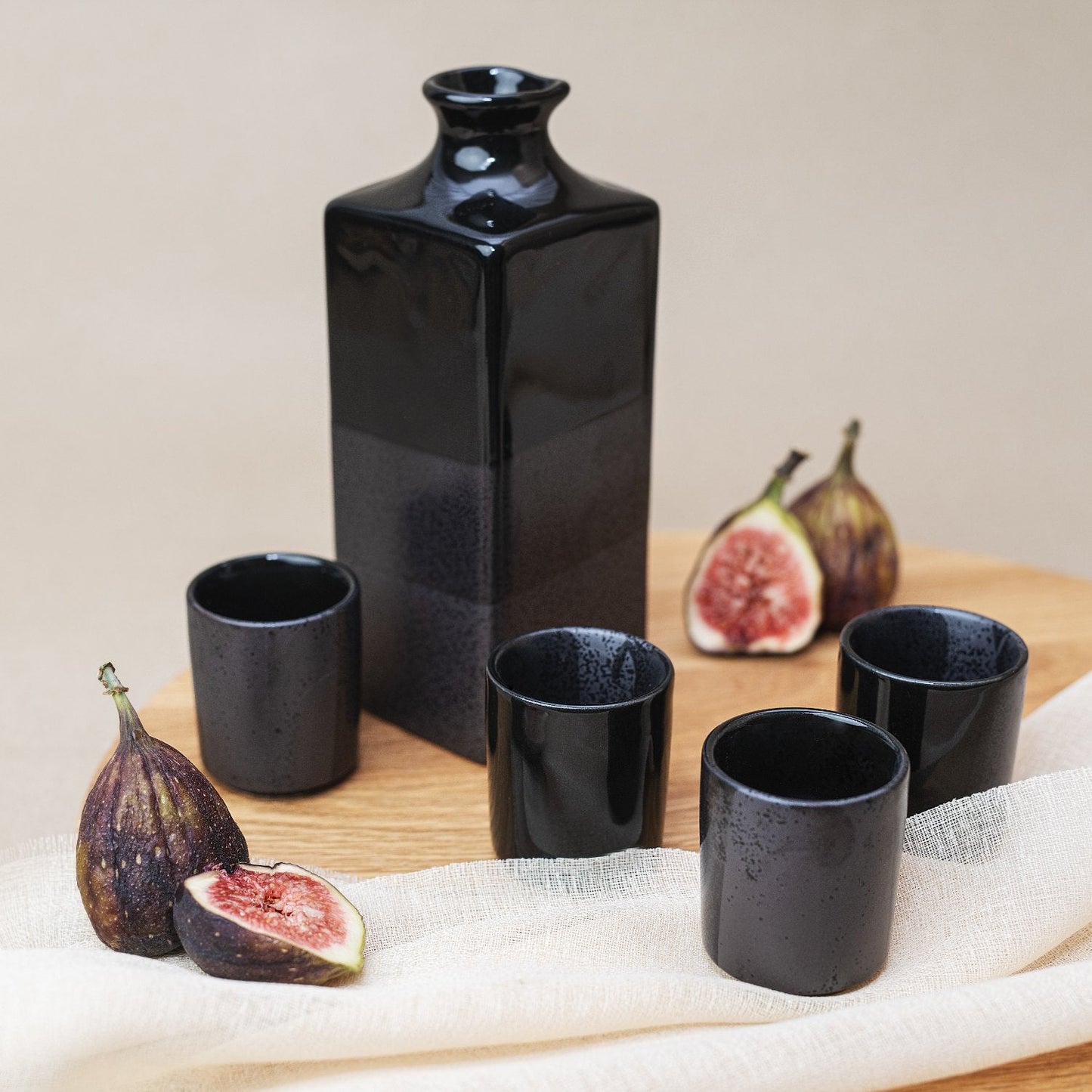 Sake Set 5pcs Gunmetal Black Glaze