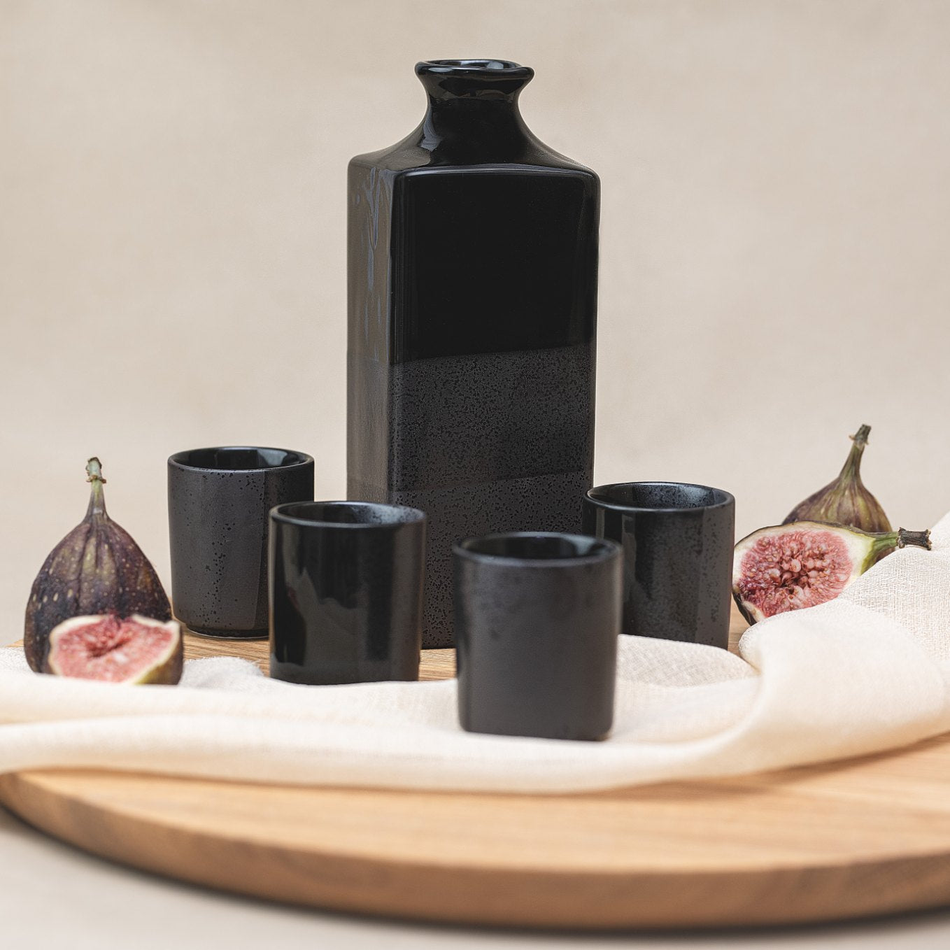 Sake Set 5pcs Gunmetal Black Glaze