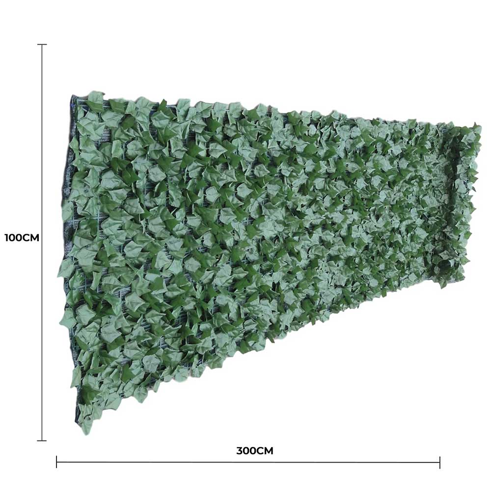 Artificial Ivy Leaf Hedging & Privacy Screen (Shade Cloth Backing Fake Ivy) 3m X 1m Roll