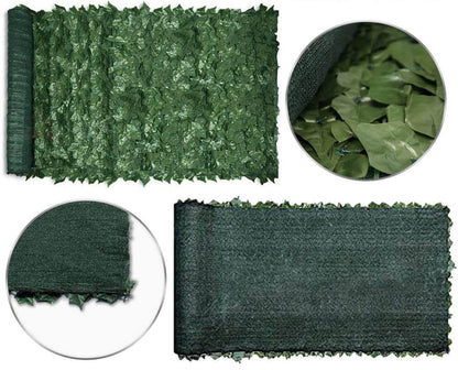 Artificial Ivy Leaf Hedging & Privacy Screen (Shade Cloth Backing Fake Ivy) 3m X 1m Roll