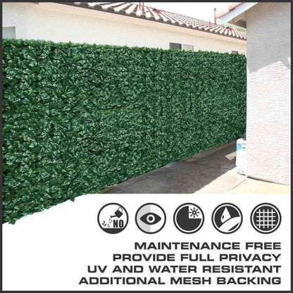Artificial Ivy Leaf Hedging & Privacy Screen (Shade Cloth Backing Fake Ivy) 3m X 1m Roll