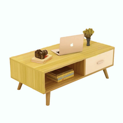 NNECN Coffee Table with Storage Drawer and Open Shelf - Modern Living Room Furniture