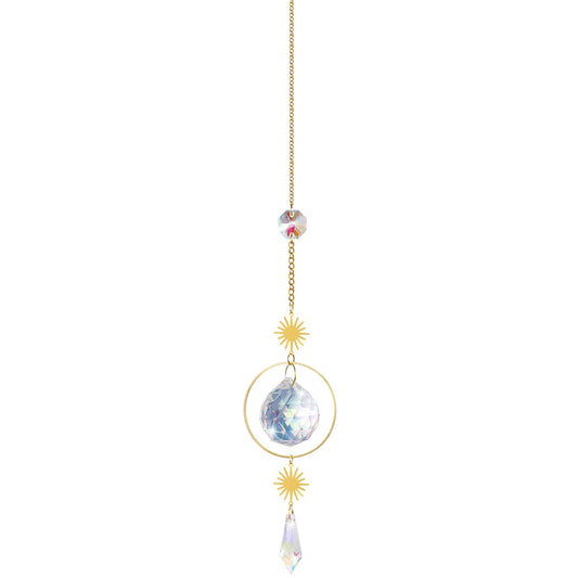 (Style 1) 4 pcs Crystal Wind Chimes-Sun Catcher Star Moon Dream Catcher for Window 30cm