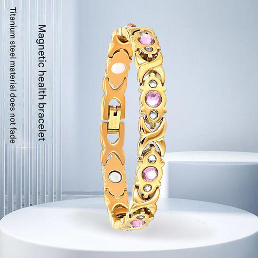 Magnetic Therapy Bracelet - Anti-Allergy Jewelry with Gemstone Design and Health Benefits(Gold)