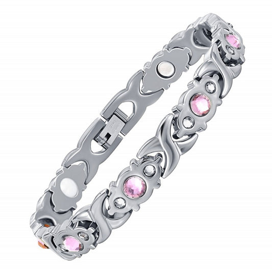 Magnetic Therapy Bracelet - Anti-Allergy Jewelry with Gemstone Design and Health Benefits(Steel)