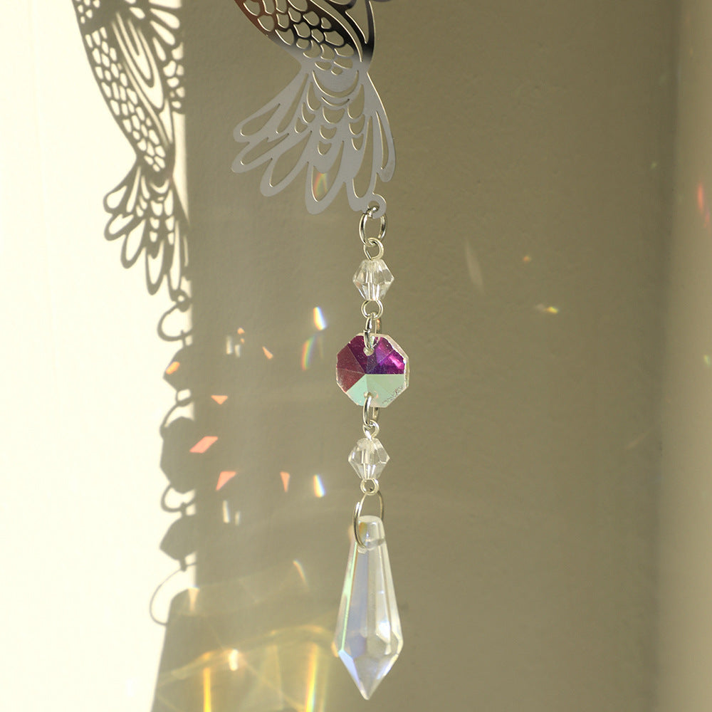 (Style A)2 PCS Hummingbird Metal Suncatcher with Crystal Accents - for Window or Wall Indoor Hanging Ornament