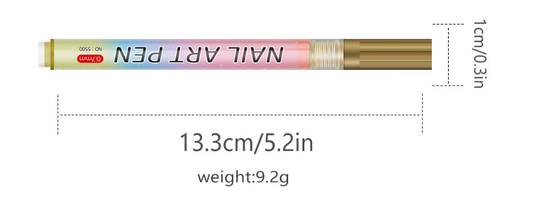 Green 0.7mm Nail Art Doodle Pen 12 Sticks- Single Color Acrylic Marker for Nail Design, No-Bake