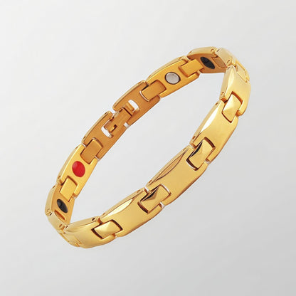 Gold Women's Titanium Steel Magnetic Bracelet with Negative Ions and Germanium Elements