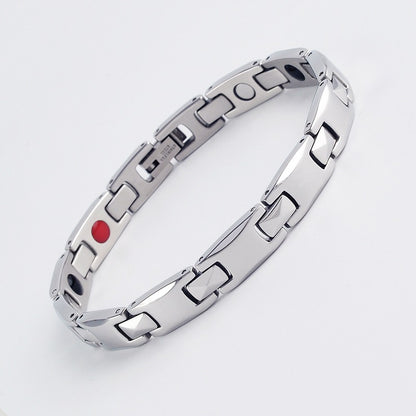 Silver Women's Titanium Steel Magnetic Bracelet with Negative Ions and Germanium Elements