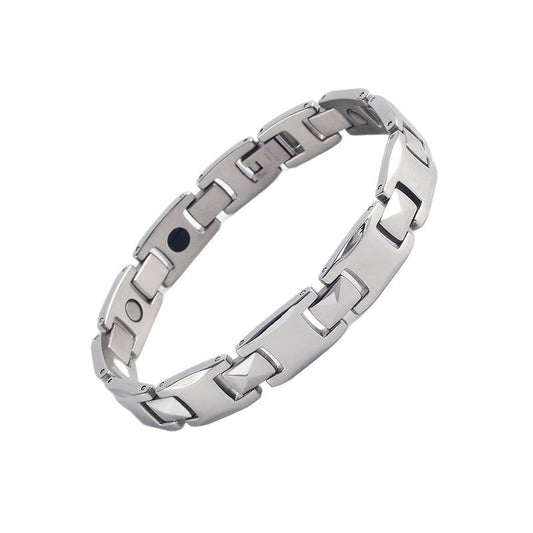 Silver Men's Titanium Steel Magnetic Bracelet with Negative Ions and Germanium Elements