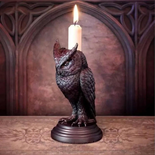 2-PCS Resin Gothic Raven Candlestick Holder Halloween Home Decor Vintage Animal Statue Candle Stand for Table Centerpiece and Party